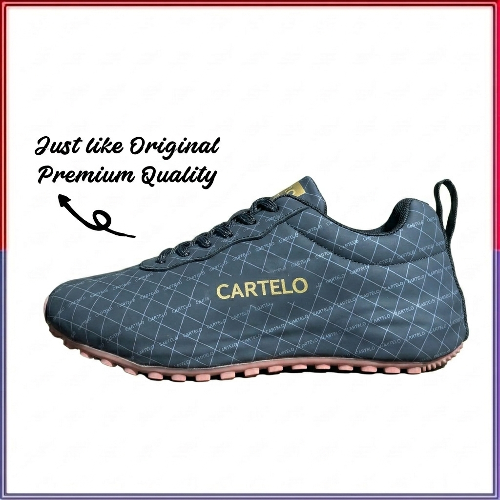 CARTELO Men's Casual Slip-on Sneakers – Grey & pink