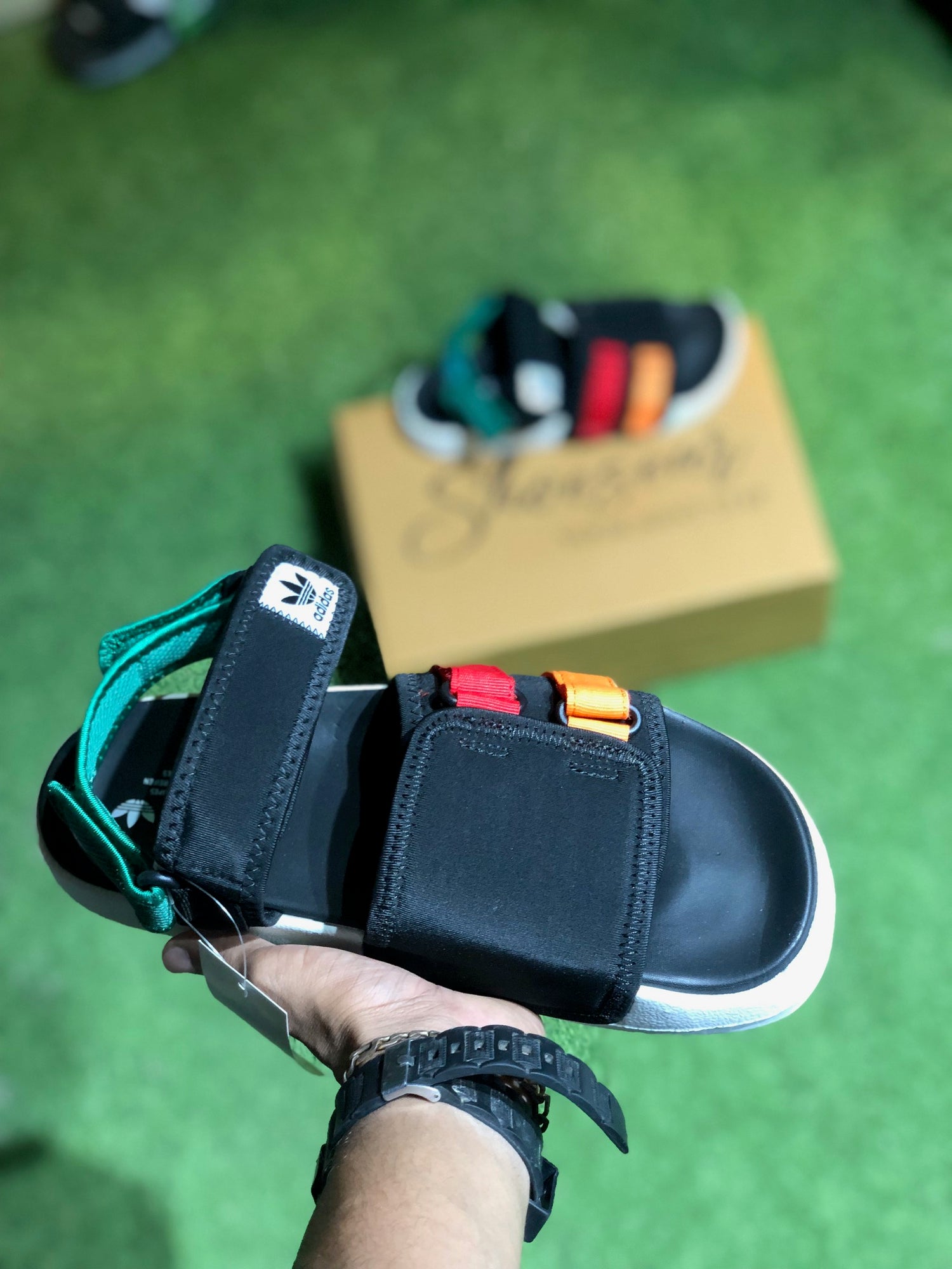 Adidas Originals Multi-Color & Black Strappy Sport Sandals