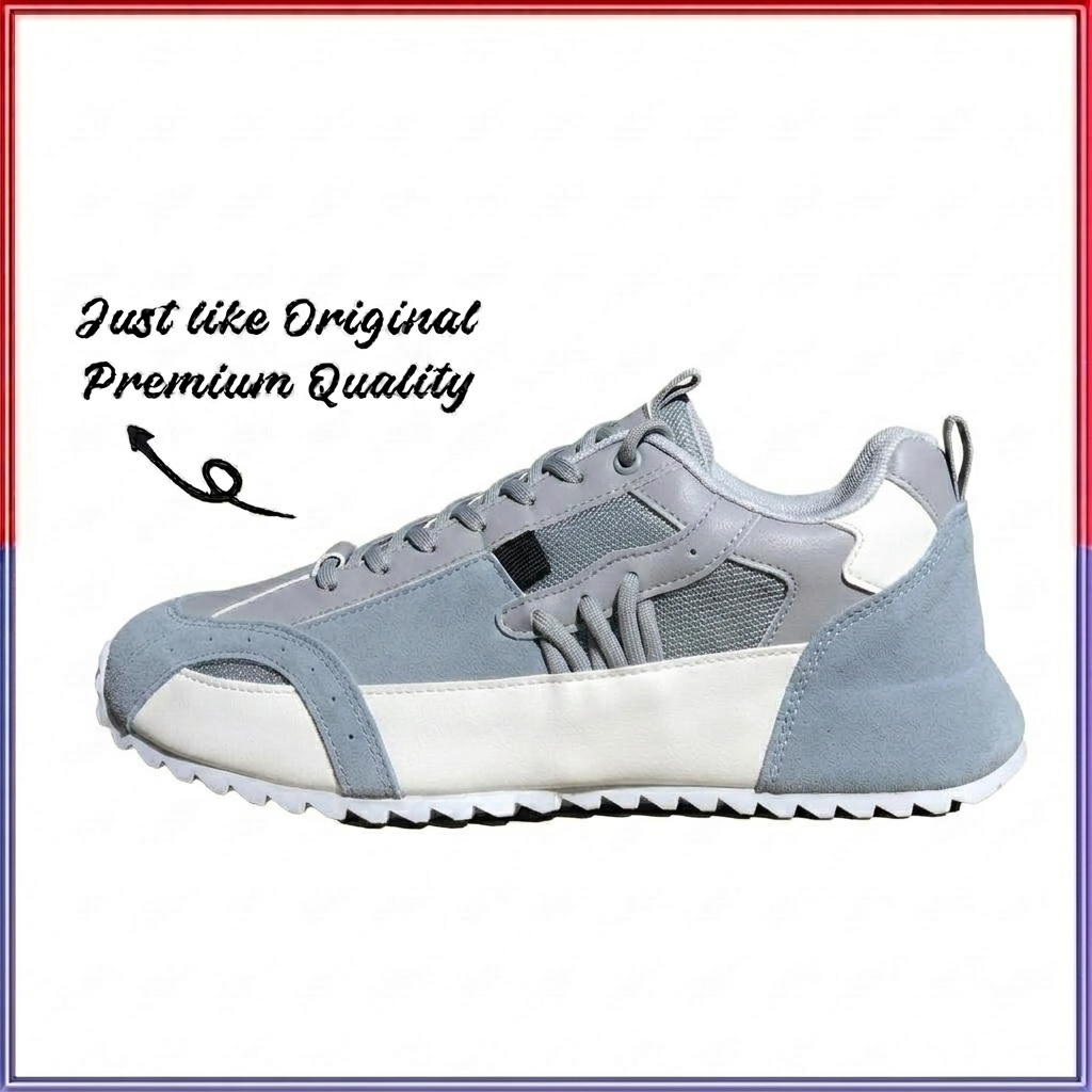 Men’s Retro Grey & White Luxury Fashion Sneakers