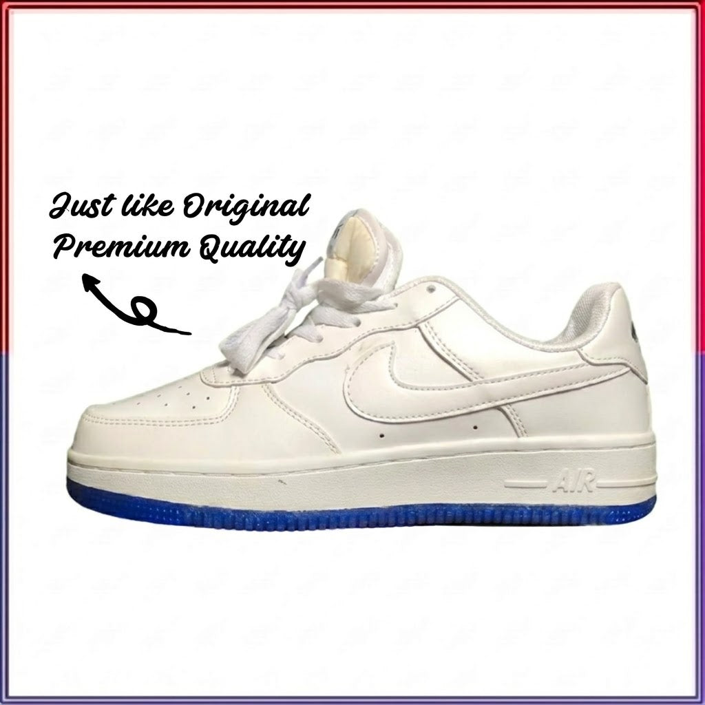 Nike Air Force 1 Low Sneaker – Classic White with Royal Blue Sole