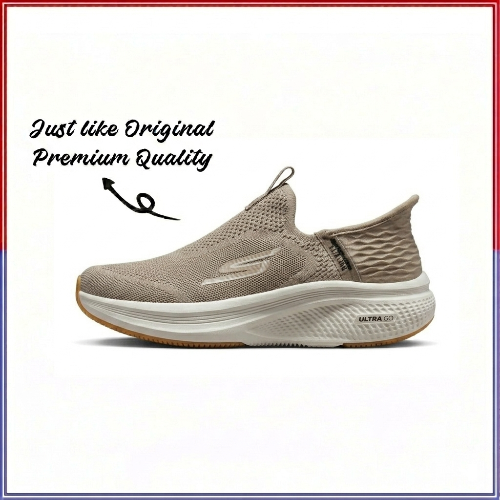 Skechers Slip-ins, GO WALK Flex, Brown Walking Shoes, Comfortable Sneakers,