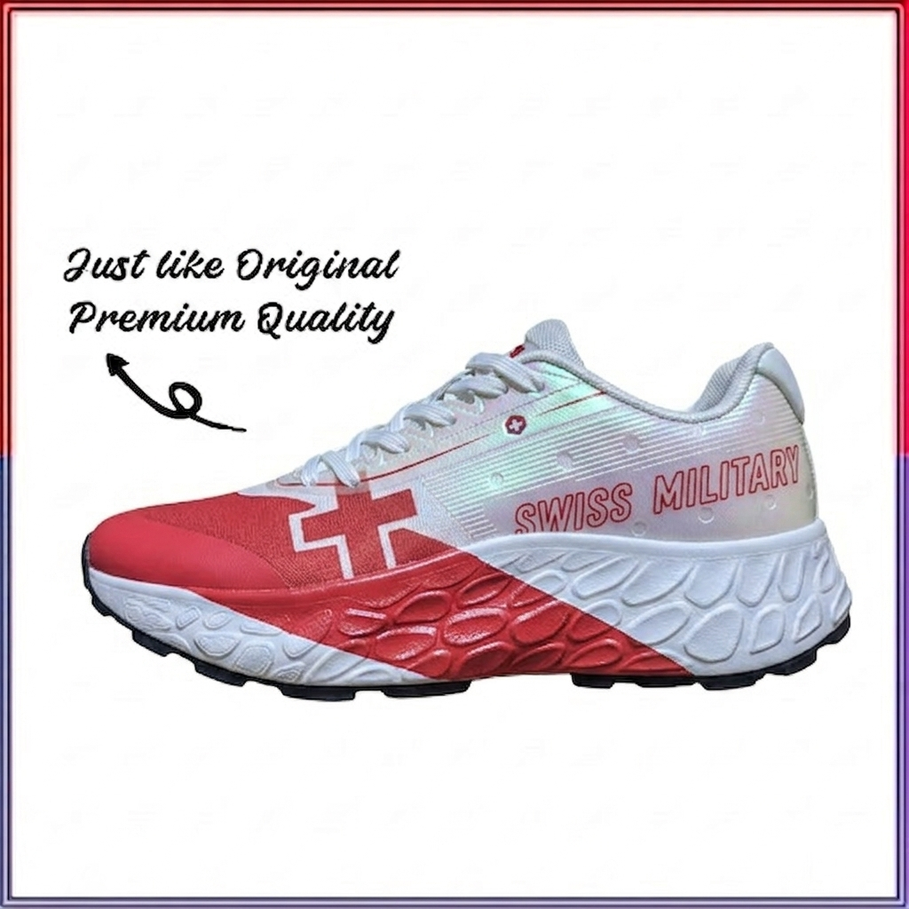 Swiss Military Performance Sneakers – Red and White Athletic Running Shoes