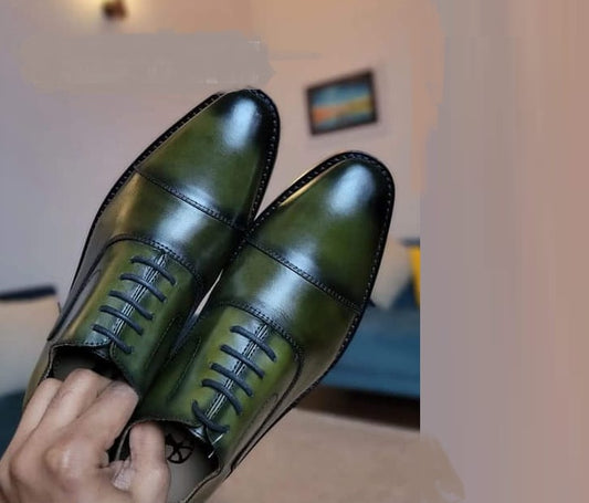 Green Leather Formal Shoes