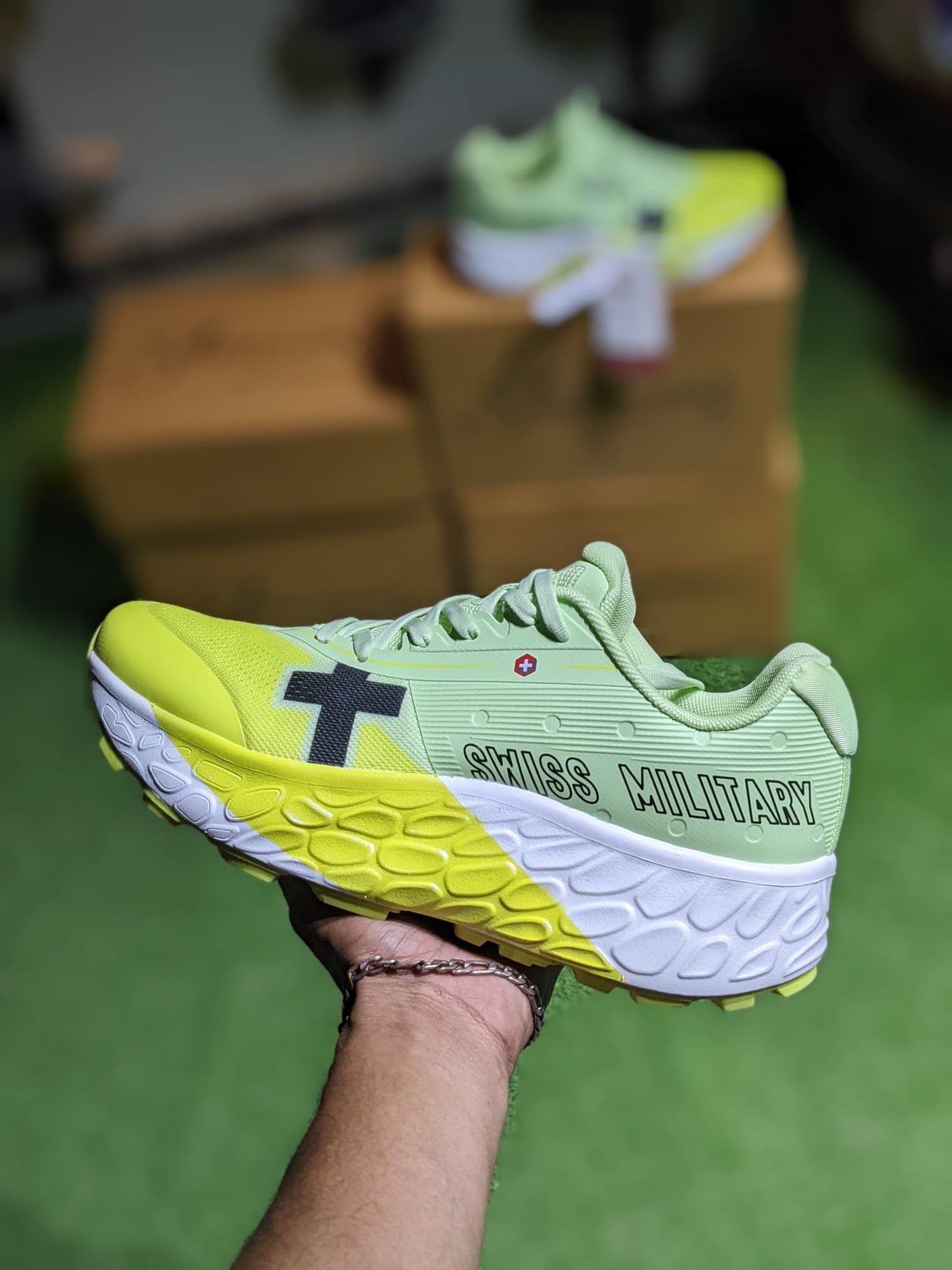 Swiss Military Performance Sneakers – Neon Green Athletic Running Shoes