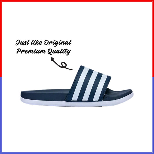 ADIIDAS SLIDES BLUE WHITE PREMIUM QUALITY(DOT PERFECT)