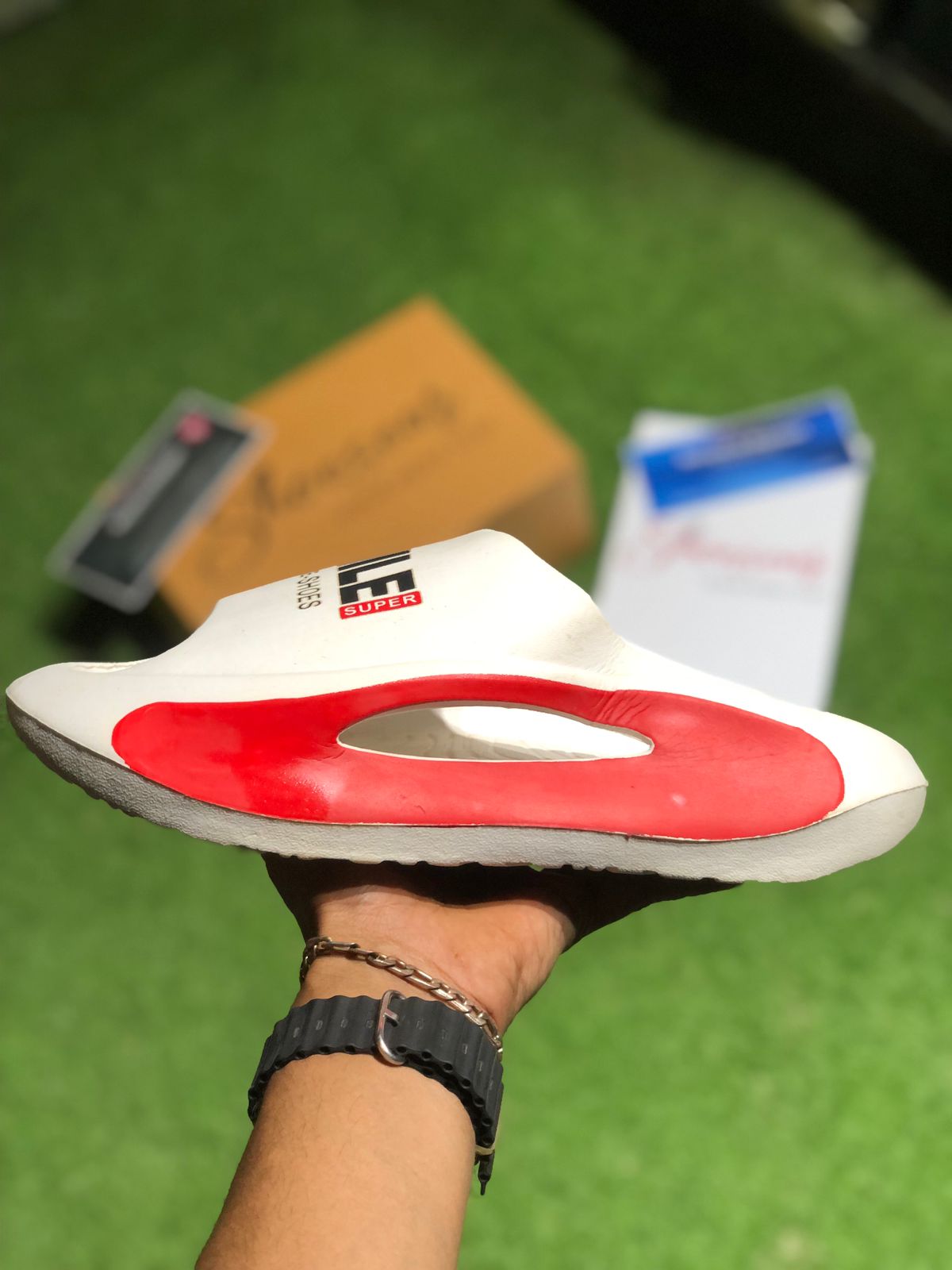 Smile Foam summer Slipper (White and Red)