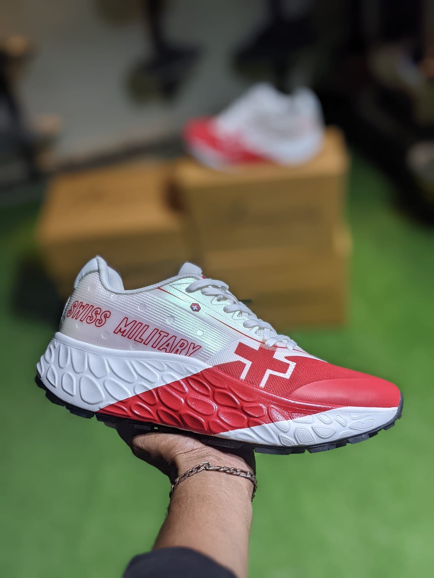 Swiss Military Performance Sneakers – Red and White Athletic Running Shoes